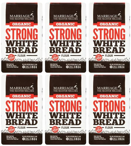 W & H Marriage & Son Organic Strong White Bread Flour 1kg (Pack of 6)