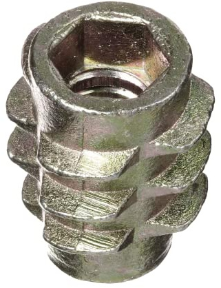 E-Z LOK Knife Threaded Insert for Soft Wood, Zinc Hex-Flush Thread Inserts 10-24 Internal Threads, 0.512 Length Pack of 50
