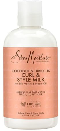 Shea Moisture, Latte nutriente e disciplinante per capelli ricci, profumo: Cocco e Ibisco, 237 ml