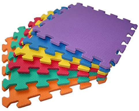 TLCmat Soft Foam Play Mat Tiles - Interlocking Jigsaw Mat - EN71 Safety- Non-Toxic, 30cm x 30cm, Thick, Use for playpen (Vivid 6 pcs Pack)