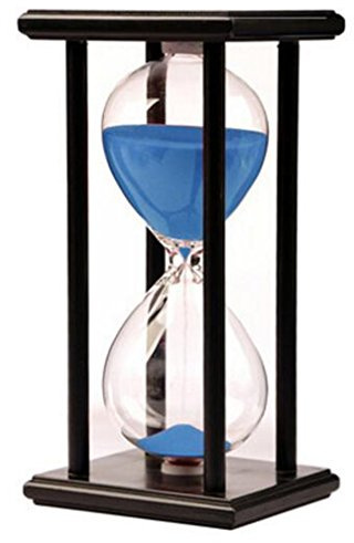 Lodunsyr Hourglass Timer for 60 Minutes Sandglass Timer for Kitchen Living Room Home Office Desk Bedroom Party Festival Coffee Table Book Shelf School Game Sand Timer Clock (Black Frame Blue Sand)