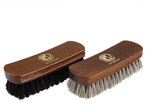 2 Brosse à Chaussures, 2 Brosse pour Cirage, 2 Brosse à Poils naturels,Brosse de Finition, Finition de qualité, matériau Noble, Produit Naturel, Brillance et Entretien,