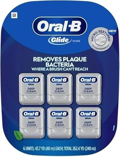 Oral-B Glide Pro-Health Lot de 6 fils dentaires pour nettoyage en profondeur Menthe 40 m
