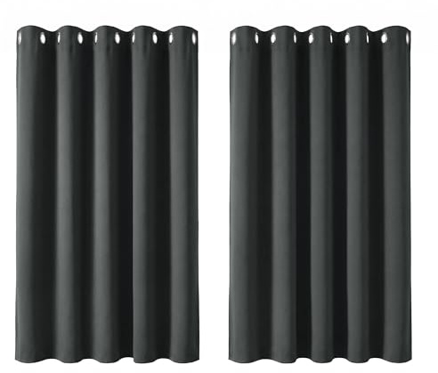 Deconovo Window Decoration Super Soft Thermal Insulated Eyelet Blackout Curtains for Bedroom 66 x 54 Drop Inch Dark Grey 2 Panels