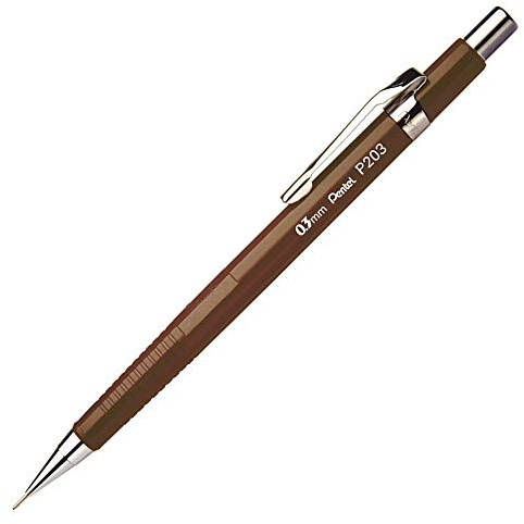 Pentel 0.3mm P200 Series Mechanical Pencil Lead with Brown Barrel, P203-E