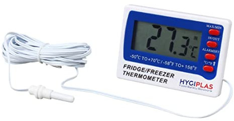Hygiplas Thermomètre numérique pour congélateur et réfrigérateur Hygiplas, Blanc, 73(L) x 52(l) x 15(h)mm, Plastique, F343