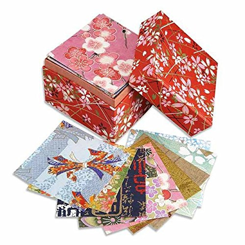 Zen Minded Papier Origami Japonais - Grande Boîte - 200 Feuilles Washi De Qualité - avec des Motifs Traditionnels 5,7cm