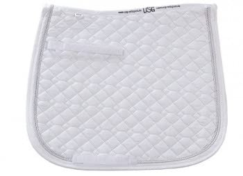 USG Dressage Quillted Saddle Cloth with Double Rope Piping, Full, White/White with Border, White