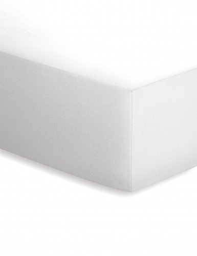schlafgut 15001-00000617-005-011 Mako-Jersey Basic Spannbetttuch, Baumwolle, weiß, 200 x 200 cm