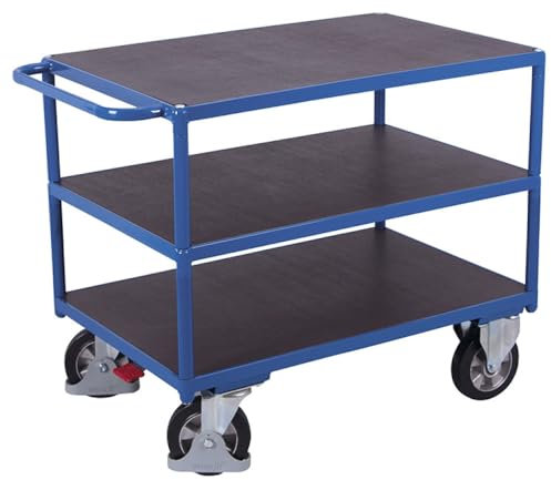 Schwerlast Tischwagen mit 3 Ladeflächen Traglast (kg): 1000 Ladefläche: 995 x 700 mm RAL 5010 Enzianblau