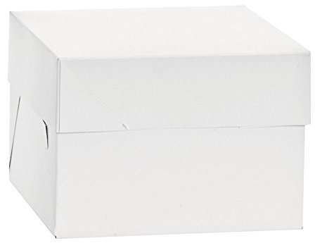 Decora, 0339471 Boîte à gâteau, Idéale pour Transporter et Conserver des gâteaux décorés, Conditionnée Individuellement, 26,5 x 26,5 x H 15 cm, Blanc