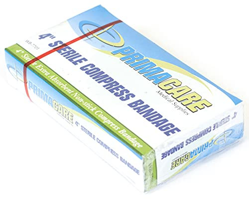 Primacare WB-7701 First Aid Sterile Compress Bandage for Wound Dressing, Medical Supplies Gauze Bandage Rolls, 4 x 7 Pad