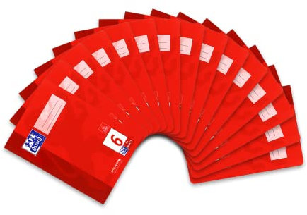 Oxford Schulheft A5, 16 Blatt, Lineatur 6, blanko, 15 Stück