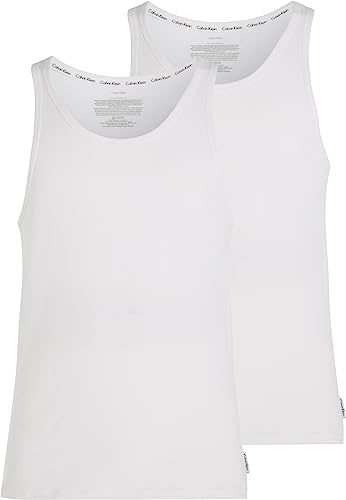 Calvin Klein Uomo Canotte Confezione da 2 Slim Fit, Bianco (White), XL