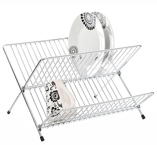 Premier Housewares Draining Board With Drip Tray Stainless Steel Cutlery Drainer Dish Drainer Rack Dish Rack Cutlery Drainer 22 X 33 X 32 Cm, Silver