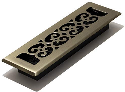 Decor Grates SPH210-A Scroll Design Floor Register, Antique Brass, 2x10 Inches