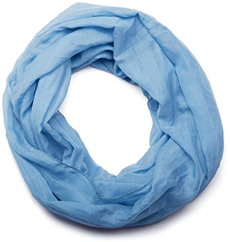 styleBREAKER leichter unifarbener Loop Schlauchschal | Sommerschal aus fließendem Material | Seidiges Halstuch für Damen & Herren | Weich, Luftig & Modisch | 77 x 46 cm, Farbe:Blau