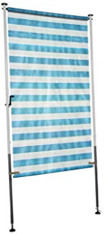 Angerer Freizeitmöbel GmbH Balkonsichtschutz Standard - Senkrechtmarkise für Sicht- und Sonnenschutz - Montage ohne Bohren und Dübeln - ideale Balkonmarkise für Mietwohnungen (Blau-Weiß, 120 cm)