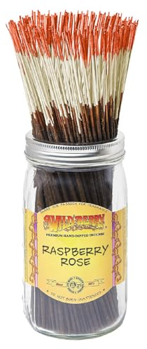 Wild Berry Incense Sticks - Raspberry Rose - Mouth-Watering Scent with Strawberry and Vanilla - Hand Dipped in The USA (100 Count)