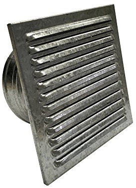 CB-tec Luftgitter Außenluftgitter 21 x 21 cm mit Anschlußstutzen 150 mm, verzinkt