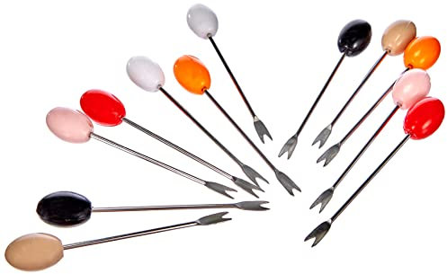 Paderno 41686-12 Forchettine per Lumache, Frutti di Mare, Formaggi, Olive, Forchettine Aperitivo, Lavabile in avastoviglie, in Acciaio CromatoConfezione 12 Pezzi