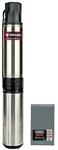 Red Lion RL12G10-3W2V 4-inch Submersible Deep Well Pump with Control Box, 1 HP, 12 GPM, 3-Wire, 230 Volt, Steel, 14942407