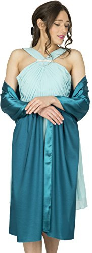 BlackButterfly Satin Shawl Bridesmaid Wedding Wrap Scarf (Teal Blue, 19W / 95L)