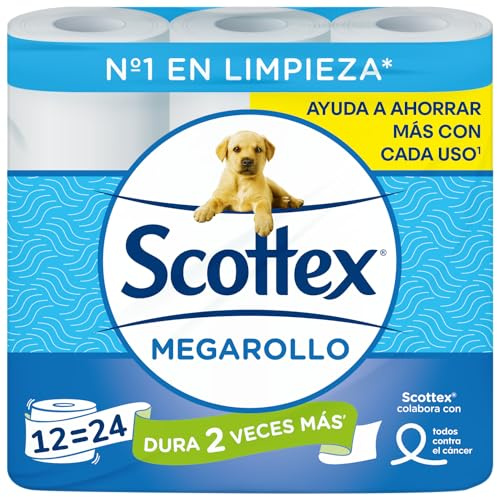 Scottex Megarollo Papel Higiénico Seco 12 rollos (24 rollos de un rollo original)