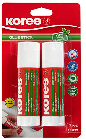 Kores Strong Hold White Adhesive Glue Stick - Safe, Non-Toxic - Craft, School, Office Supplies, Aesthetic Stationery - Pack 2 x 40 g