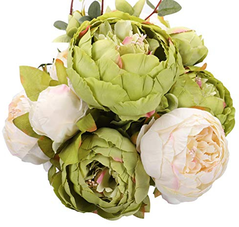 Duovlo Fake Flowers Vintage Artificial Peony Silk Flowers Wedding Home Decoration,Pack of 1 (New Green)