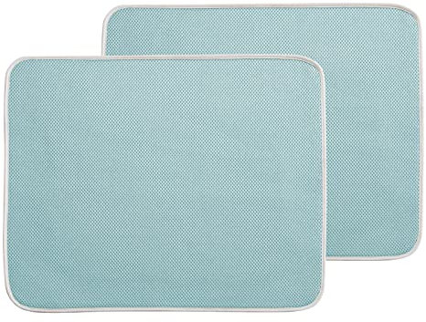 mDesign 2er-Set Abtropfmatte (groß) – Spülbeckeneinlage für Gläser, Teller, Pfannen – schnelltrocknende und Pflegeleichte Schutzmatte - blau/elfenbeinfarben
