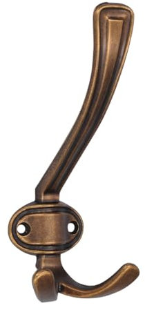 Kleiderhaken Zeitz, Landhaus, Klassisch, Zinkdruckguß - Altmessingfarbig brüniert getrommelt, LA 32 mm