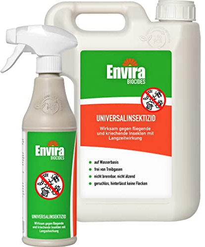 Envira Universal Insekten Abwehrspray 500 ml + 2 Liter - Spray mit Langzeitwirkung gegen Trauermücken, Silberfische, Lebensmittelmotten & weiteres Ungeziefer - Mittel gegen Insekten