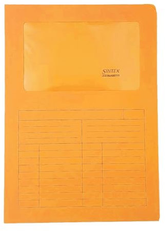Blasetti Dokumentenmappen mit Fenster - SINTEX ORANGE Dokumentenordner für Büro, Format A4, Farbe Orange, Packung mit 50 Stück, 120 g/m² Papier, Auf zwei Seiten offen.