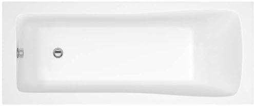 IBathUK Bathroom White Gloss Bath Single Ended Straight Sqaure Acrylic Bathtub with Adjustable Feet - 1500 x 700mm