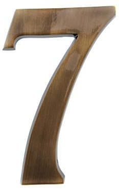 HUBER número de casa 7 de latón 20 cm I números de casa para puerta I número de casa XL I placas de número de casa en latón noble diseño 3D