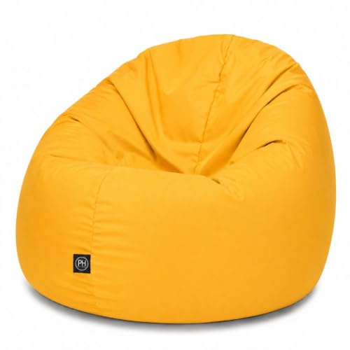 patchhome 2 en 1 Función Saco de Asiento Asiento Cojín Bean Bag – 125 cm diámetro – En & apto para exterior montado llenas disponible en varios colores, amarillo, 100cm Durchmesser