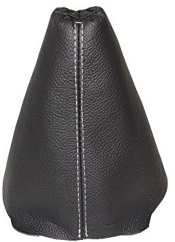 The Tuning-Shop Ltd Soufflet de levier de vitesse en cuir noir avec coutures blanches