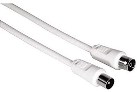 Hama Cable de antena de 3m (Para conectar un TV a una toma de antena, 75Ω, Doble blindaje, Coaxial-Coaxial), Color Blanco