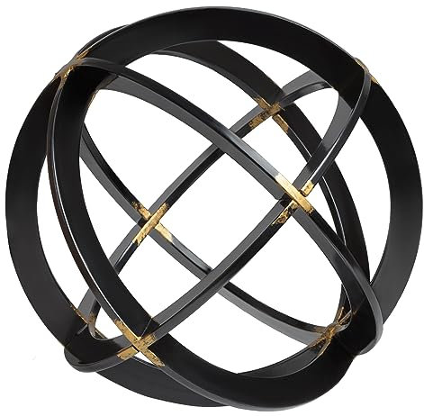 Everydecor Decorative Sphere for Home Decor - Black & Gold, Hand Painted, Modern Decorative Balls for Living Room, Bedroom, Kitchen, Bathroom, Office - Table Decorative Orbs for Centerpiece