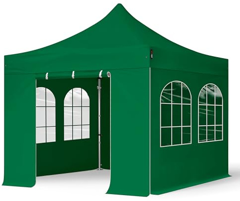 TOOLPORT Faltzelt Faltpavillon Professional 3x3 m mit 4 Seitenteilen - ALU Pavillon Partyzelt in grün