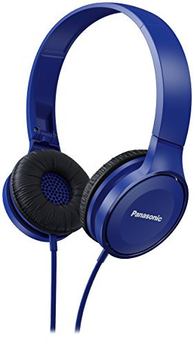 Panasonic RP-HF100ME-A Auriculares Estéreo con Cable, On Ear, Sonido Potente y Equilibrado, Compactos, Ligeros y Plegables, con Micrófono, Azul