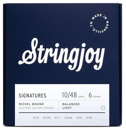 Stringjoy Signatures 10-48 Balanced Light Gauge – Nickel Wound Electric Guitar Strings - Balanced Tension Strings for Exceptional Playability and Incredible Tone, Electric 6 String Set, 1-Pack