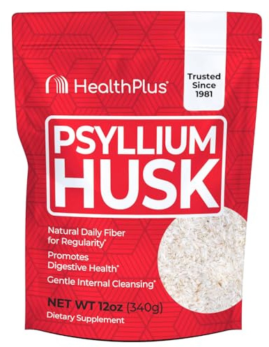 Health Plus, Psyllium Husk, 12 oz, 48 Servings - Natural Detox, Daily Dietary Fiber Supplement, Constipation Relief, Gentle Gut Cleanse, Keto Baking
