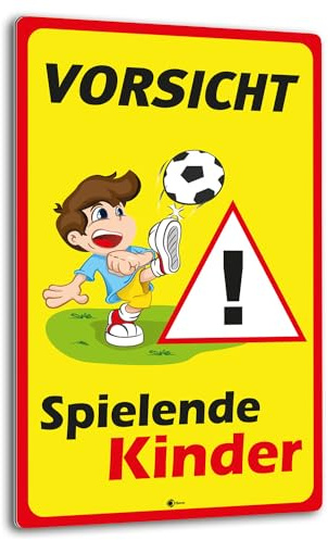 iSecur XL Warnschild I Vorsicht Spielende-Kinder I Aluverbund-Schild I 30 x 40 cm groß I 3 mm Stark I mit UV Schutz-Laminat I Wetterfestes Hinweisschild I hin402