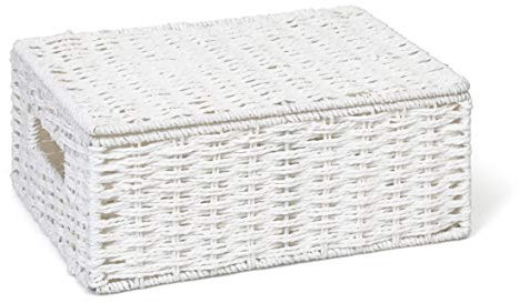 ARPAN Paper Rope Storage Basket Box With Lid - White (Medium)