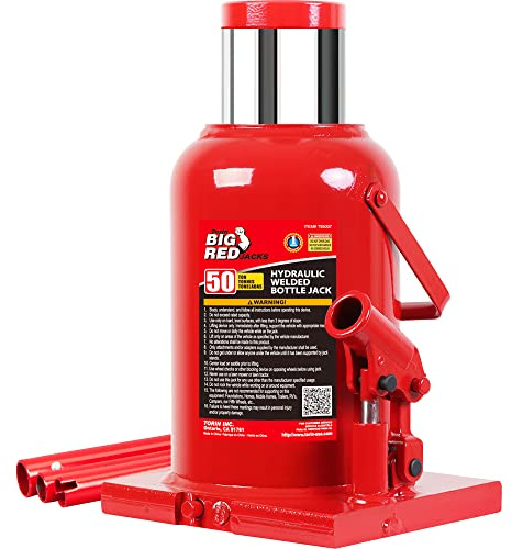 BIG RED 50 Ton (100,000 LBs) Capacity Hydraulic Welded Ultra Duty Bottle Jack, T95007