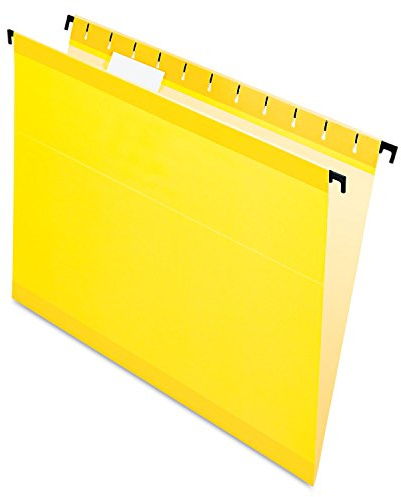 Pendaflex SureHook Reinforced Hanging Folders, Letter Size, Yellow, 1/5 Cut, 20/BX (6152 1/5 YEL)
