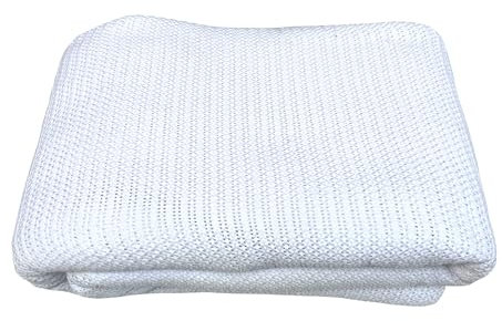 DUDU N GIRLIE Cot Blanket - 100% Pure Cotton Extra Soft Cellular Nursey Baby Toddler Blanket – All Season Blanket Travel Cot/Cot Bed - (100 x 150 cm, White)