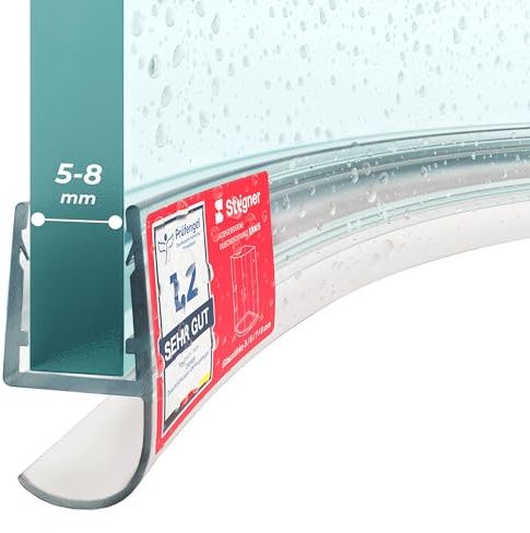 STEIGNER Duschtätnings list, 80cm, 5/6/ 7/8 mm tjockt glas, halvcirkelformad PVC-tätning, UK15